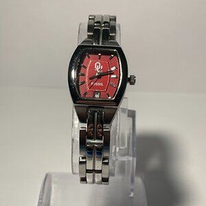 Oklahoma Sooners NCAA Stainless-Steel Bracelet Watch by Fossil NEW